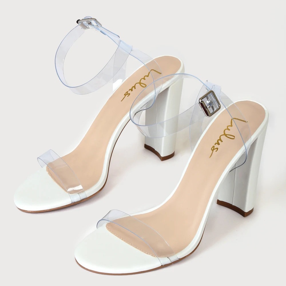 Lulus White PVC Ankle Strap Heels - Picture 6 of 8